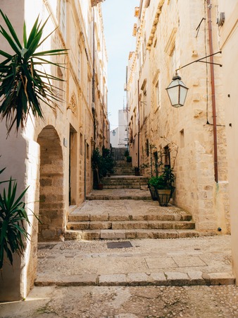 Dubrovnik Old Town, Croatia. Inside the city, views of streets and houses. Photos inside the city.の写真素材