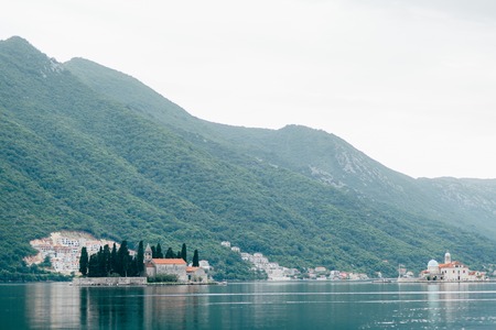 The island of Gospa od Skrpela, Kotor Bay, Montenegro.の写真素材