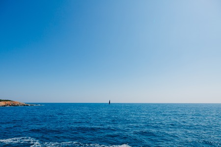 Yacht in the Adriatic sea in Montenegro, in the Balkansの写真素材