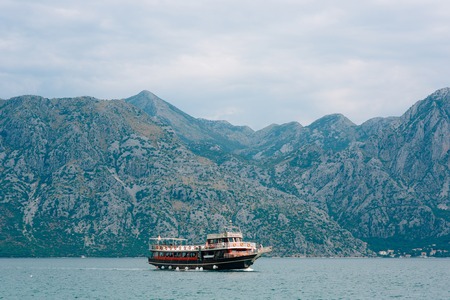 Wooden sailing ship. Montenegro, Bay of Kotor. Water transportの写真素材