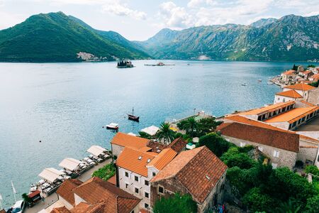The island of Gospa od Skrpela, Kotor Bay, Montenegro.の写真素材