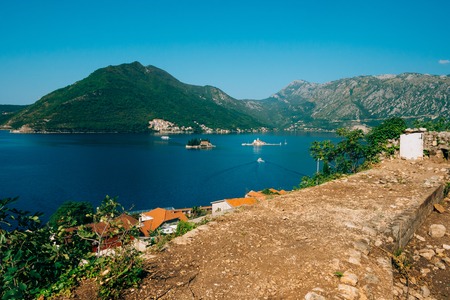 The island of Gospa od Skrpela, Kotor Bay, Montenegro.の写真素材