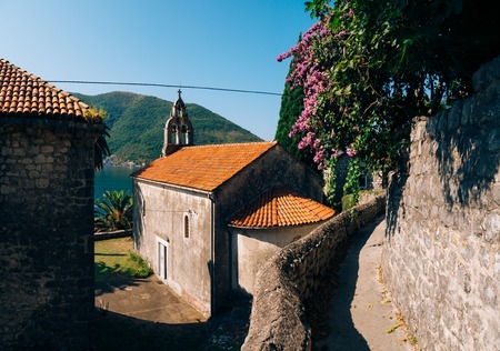 Church Orthodox Church of the Nativity of the Virgin in Perast, Montenegro, Kotor Bay, the Balkans, the Adriatic Sea.の写真素材