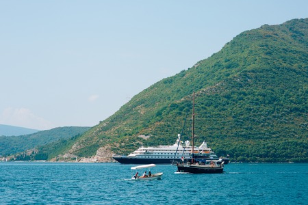 Wooden sailing ship. Montenegro, Bay of Kotor. Water transportの写真素材