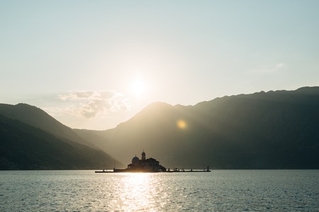The island of Gospa od Skrpela, Kotor Bay, Montenegro.の写真素材
