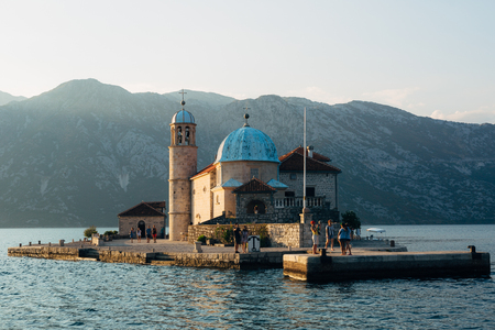 The island of Gospa od Skrpela, Kotor Bay, Montenegro.の写真素材