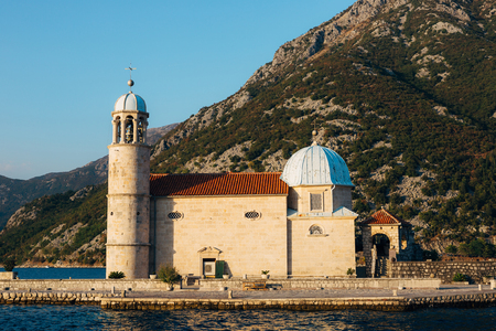 The island of Gospa od Skrpela, Kotor Bay, Montenegro.の写真素材