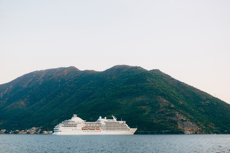Huge cruise ship in the Bay of Kotor in Montenegro. A beautiful country to travel.の写真素材