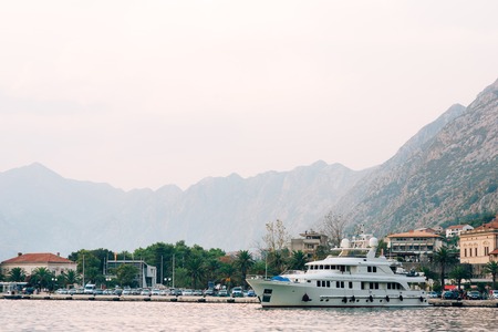 Sailboat near the old town of Kotor, Bay of Kotor, Montenegroの写真素材