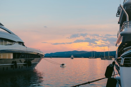 Yacht Porto Montenegro. Elite area of Tivat in Montenegroの写真素材