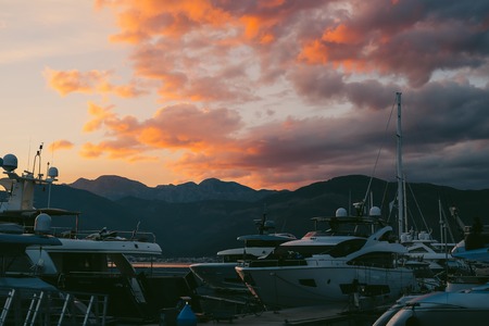 Yacht Porto Montenegro. Elite area of Tivat in Montenegroの写真素材
