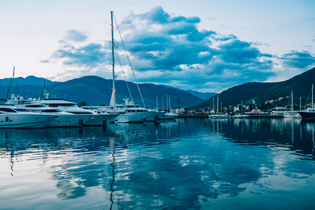 Yacht Porto Montenegro. Elite area of Tivat in Montenegroの写真素材