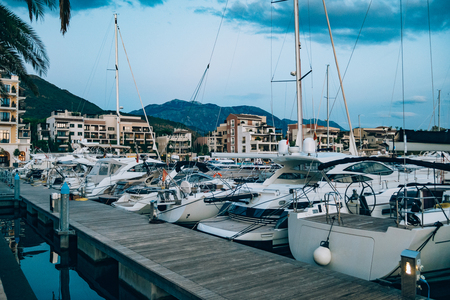 Yacht Porto Montenegro. Elite area of Tivat in Montenegroの写真素材