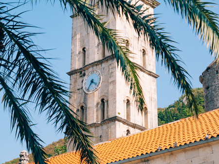 St. Nicholas Church in Perast, Montenegro in Kotor Bayの写真素材