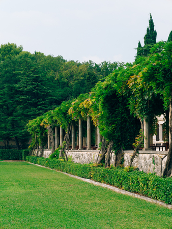 The park Milocer, Villa, beach Queen. Near the island of Sveti Stefan in Montenegro. Close-up of the villa.の写真素材