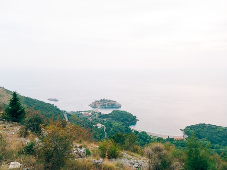 Sveti Stefan, view from the mountain. Montenegro, the Adriatic Sea, the Balkansの写真素材