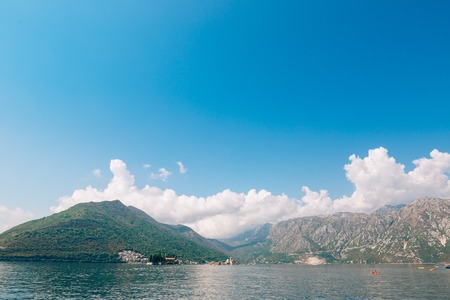 The island of Gospa od Skrpela, Kotor Bay, Montenegro.の写真素材