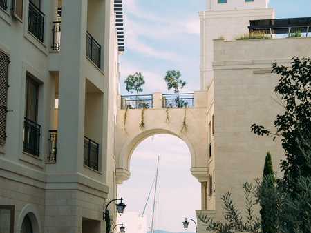 District Porto Montenegro, Elite cottages, villas by the sea, Hotels and restaurants. Elite life in Montenegro, Tivat. Immobility for the rich.の写真素材