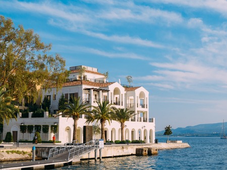 District Porto Montenegro, Elite cottages, villas by the sea, Hotels and restaurants. Elite life in Montenegro, Tivat. Immobility for the rich.の写真素材