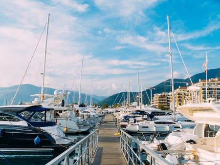 Yacht Porto Montenegro. Elite area of Tivat in Montenegroの写真素材