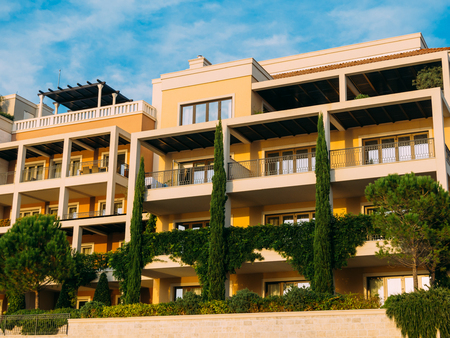 District Porto Montenegro, Elite cottages, villas by the sea, Hotels and restaurants. Elite life in Montenegro, Tivat. Immobility for the rich.の写真素材