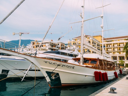 Yacht Porto Montenegro. Elite area of Tivat in Montenegroの写真素材