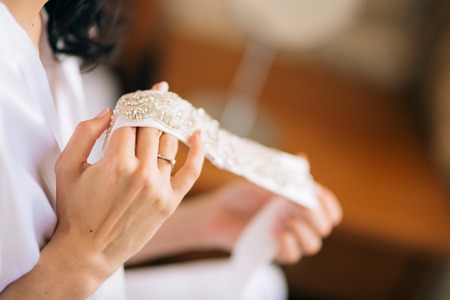 Hands of the bride. Wedding in Montenegro.の写真素材