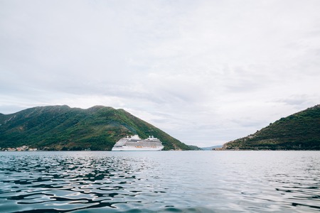 Huge cruise ship in the Bay of Kotor in Montenegro. A beautiful country to travel.の写真素材