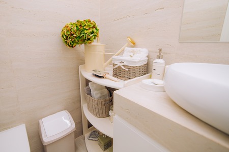 Washbasin in the bathroom. Plumbing in the bathroom. The interior of the bathroom.
