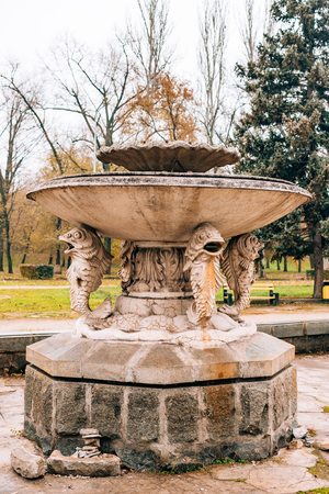The old fountain. Architecture of Croatia and Montenegro, Balkans.の写真素材