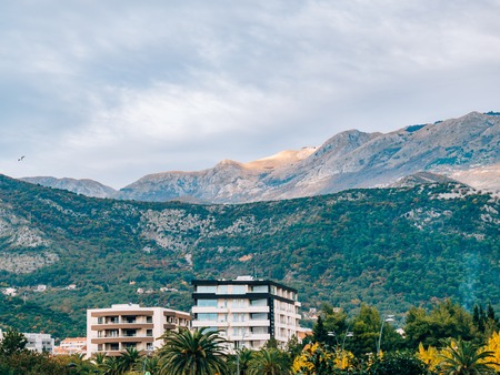 Mountains in Montenegro, in Budva before sunset.の写真素材