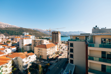 Budva, Montenegro, the view from the high-rise building in the city centerの写真素材
