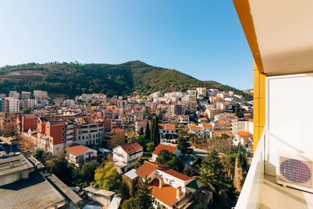 Budva, Montenegro, the view from the high-rise building in the city centerの写真素材