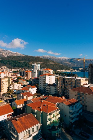 Budva, Montenegro, the view from the high-rise building in the city centerの写真素材
