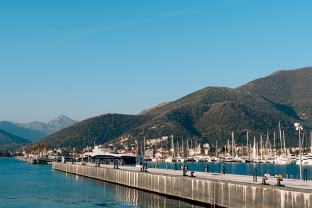 Yacht Porto Montenegro. Elite area of Tivat in Montenegroの写真素材