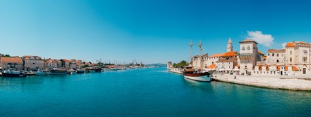 Mooring for yachts near the old town of Trogir, Croatia.の写真素材