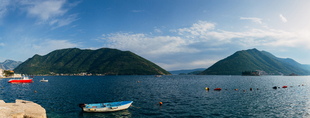 The old fishing town of Perast on the shore of Kotor Bay in Montenegro.の写真素材