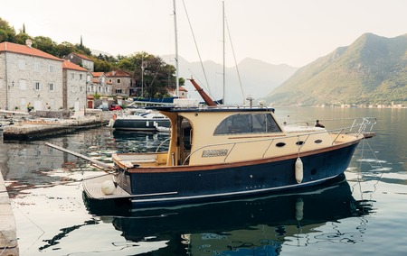 Yachts and boats in the Adriatic Sea, in Montenegroの写真素材