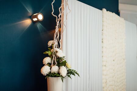 Flower compositions at a wedding banquet in a restaurant.の写真素材