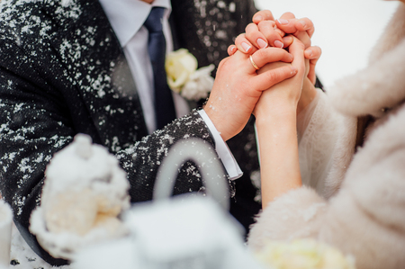 Newlyweds hug each other in Montenegro. Wedding in Montenegro.の写真素材