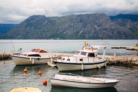 Yachts and boats in the Adriatic Sea, in Montenegroの写真素材