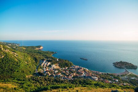 Island of Sveti Stefan in Montenegro. Panoramic shotの写真素材