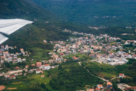 Montenegrin coast, view from the airplane. Aerial shootingの写真素材