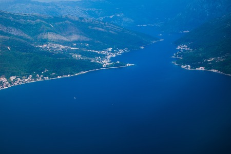 Montenegrin coast, view from the airplane. Aerial shootingの写真素材