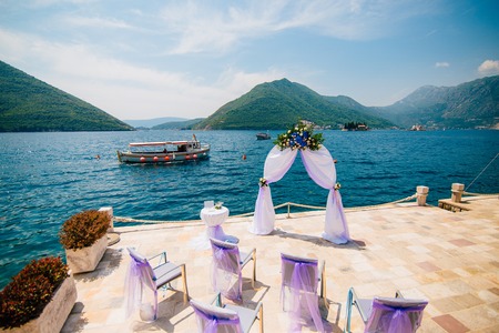 Arch for the wedding ceremony on the seaの写真素材