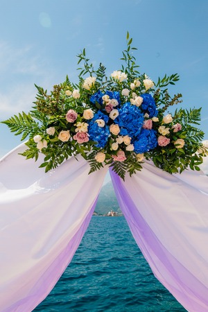 Arch for the wedding ceremony on the seaの写真素材