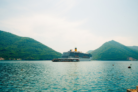 Cruise liner in the Boka Bay of Kotor in Montenegro.の写真素材