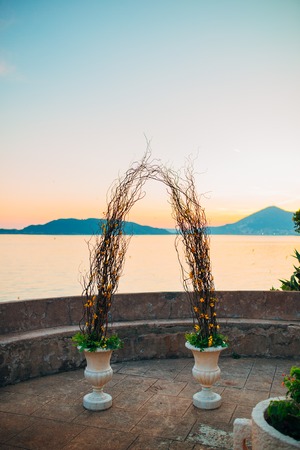 Arch for the wedding ceremony on the seaの写真素材