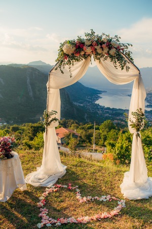 Wedding ceremony in the mountains in Montenegroの写真素材