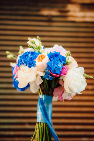 Wedding bouquet on textural background. Wedding in Montenegroの写真素材
